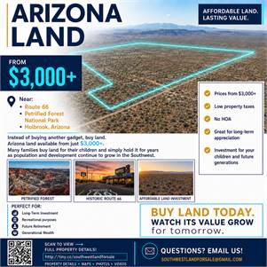 Arizona Land Starting at $3,000+ – Affordable Investment with Long-Term Growth Potent