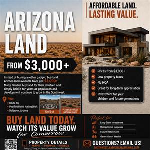 Low-Cost Arizona Land Opportunities from $3,000+ with Long-Term Growth Potential